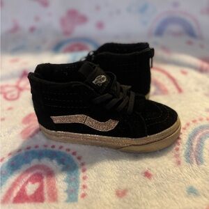Vans Black and Gold Glitter High-Tops